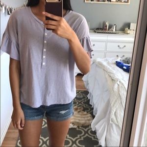 Abercrombie & Fitch Ruffle Sleeve Top